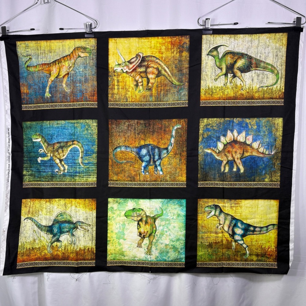 Dan Morris QT Fabrics Dinosaur Panel Quilt Cotton Colorful Graphics 44x36